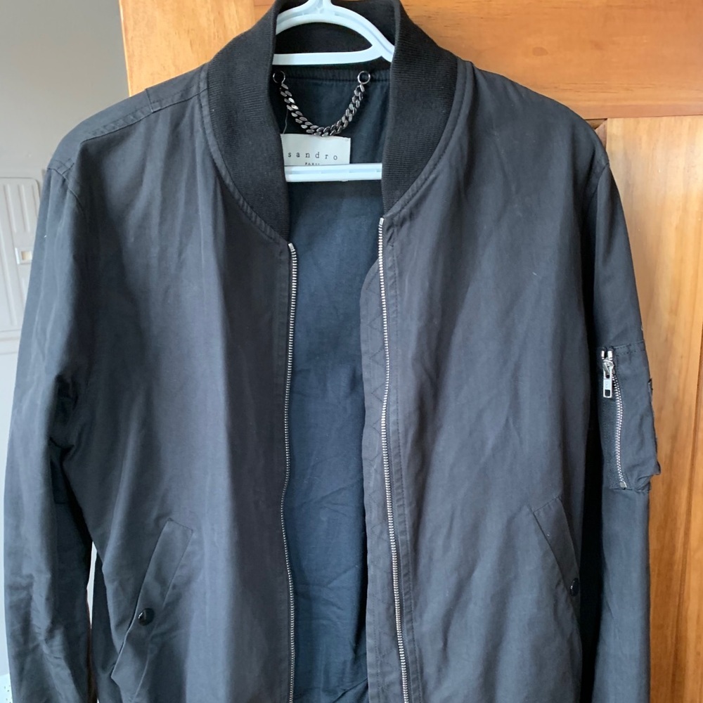 Black Sandro Bomber Jacket Size M